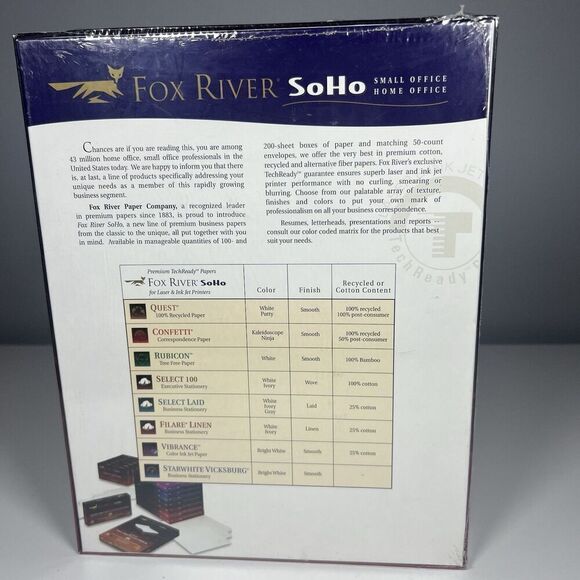 Fox River SOHO TechReady Filare Linen Business Stationery 8 1/2" x 11" 100 Sheet - Picture 4 of 4